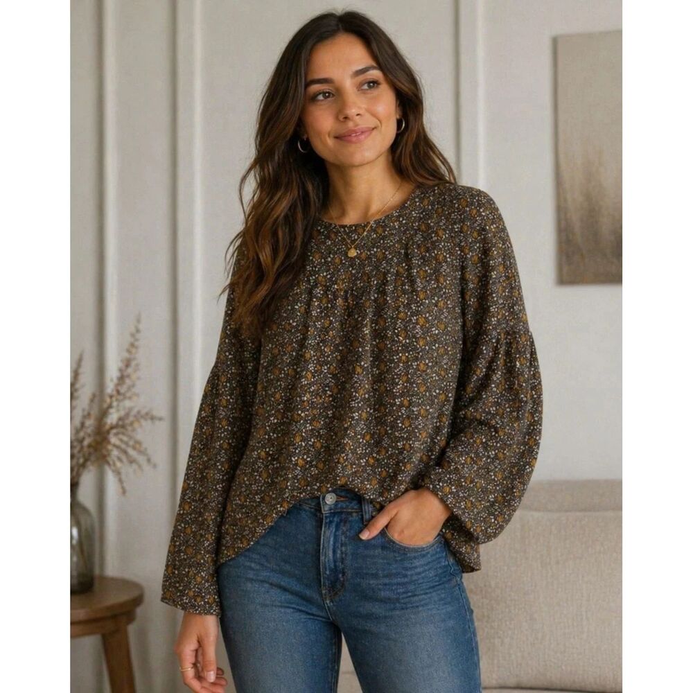 Michael Kors Women’s Floral Blouse Size S Long Sleeve Lightweight Top